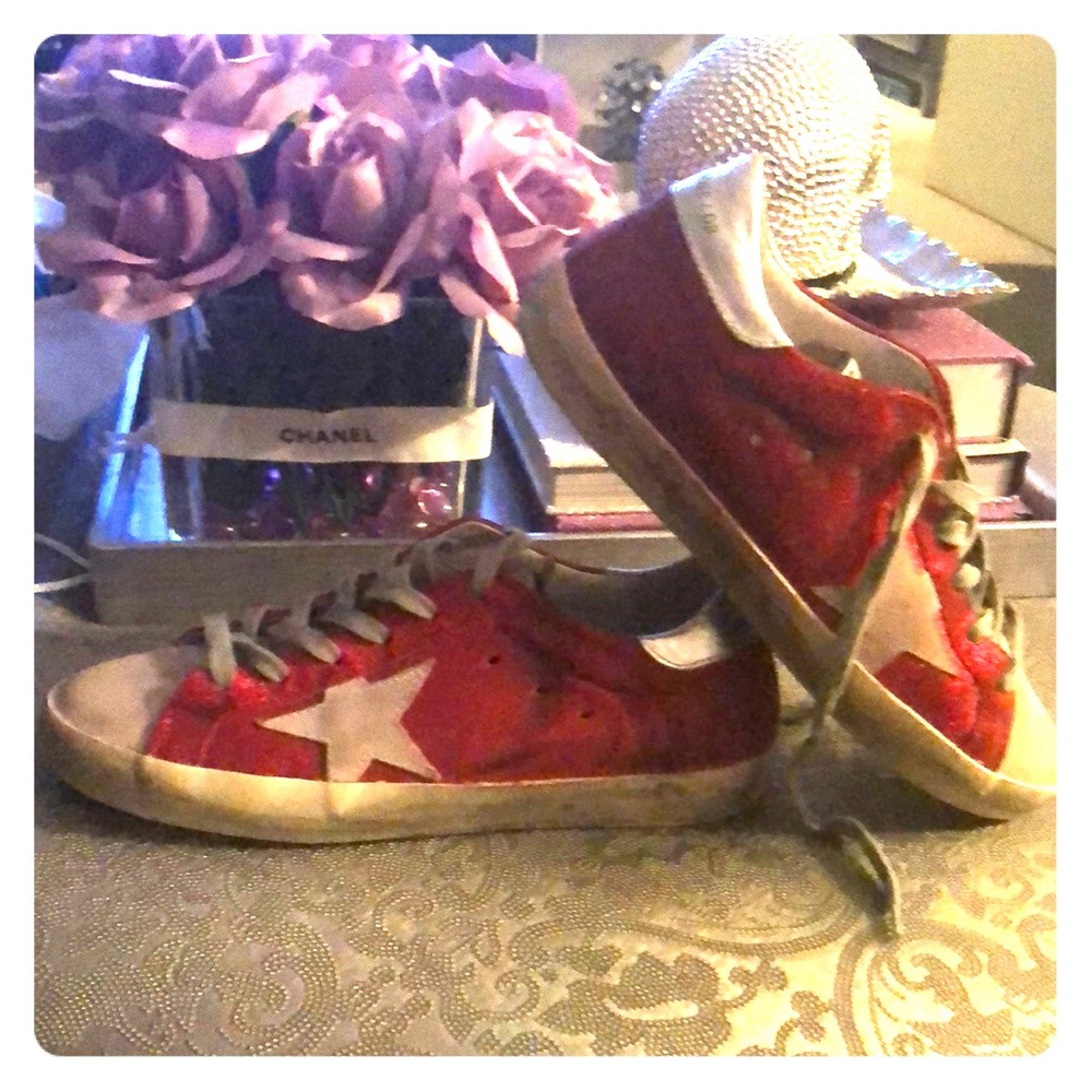 Red golden goose sneakers!!